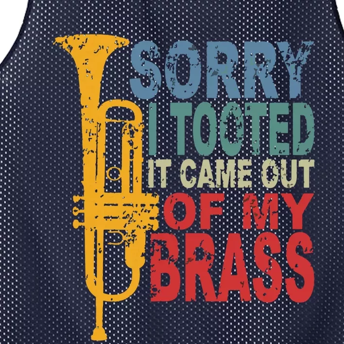 Sorry I Tooted It Came Out Of My Brass Funny Trumpet Quote Mesh Reversible Basketball Jersey Tank