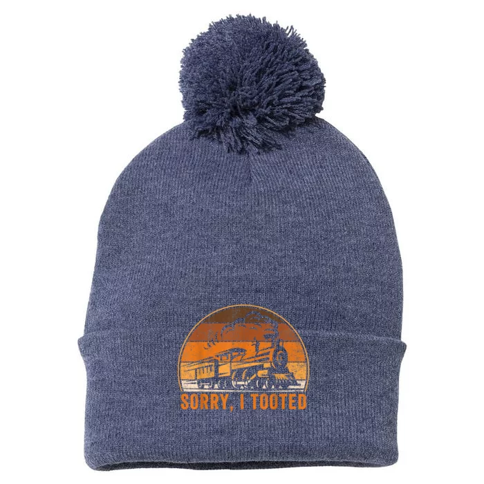 Sorry I Tooted Funny Train Railroad Workers Pom Pom 12in Knit Beanie