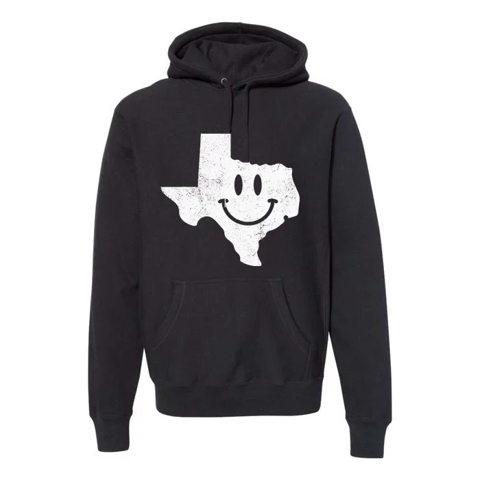 Smiling In TX – Funny Texas Happy Face Premium Hoodie