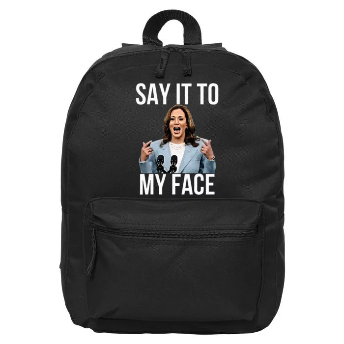 Say It To My Face Funny Kamalaharris Challenges Trump 16 in Basic Backpack