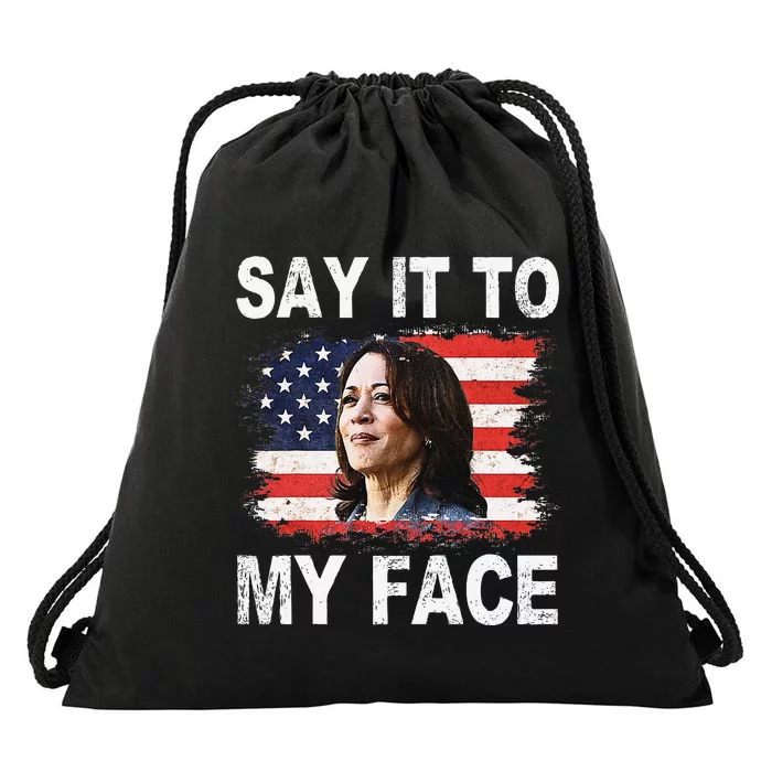 Say It To My Face Funny Kamala Harris Addresses Trump Drawstring Bag