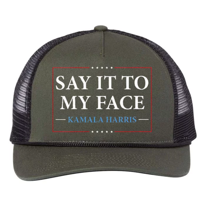 Say It To My Face Kamala Harris Debates 2024 Retro Rope Trucker Hat Cap