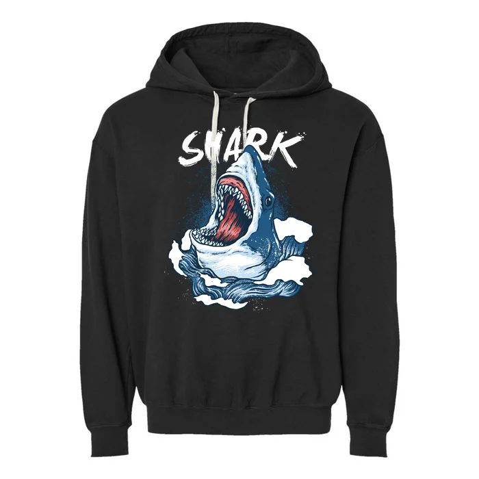 Shark In The Ocean Cool Sharks Week Waves Bite Garment-Dyed Fleece Hoodie