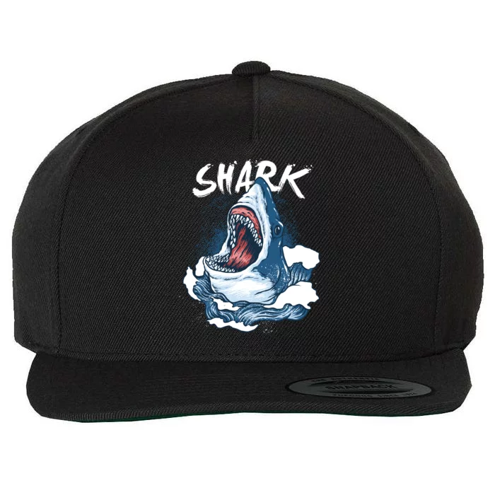 Shark In The Ocean Cool Sharks Week Waves Bite Wool Snapback Cap