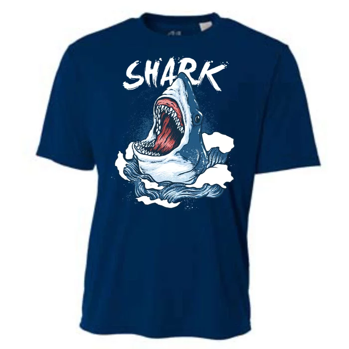 Shark In The Ocean Cool Sharks Week Waves Bite Cooling Performance Crew T-Shirt