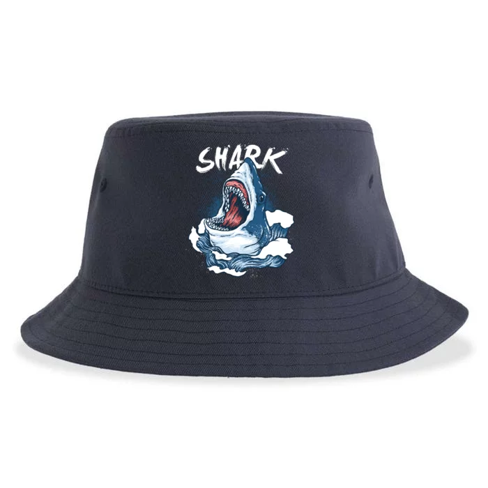 Shark In The Ocean Cool Sharks Week Waves Bite Sustainable Bucket Hat