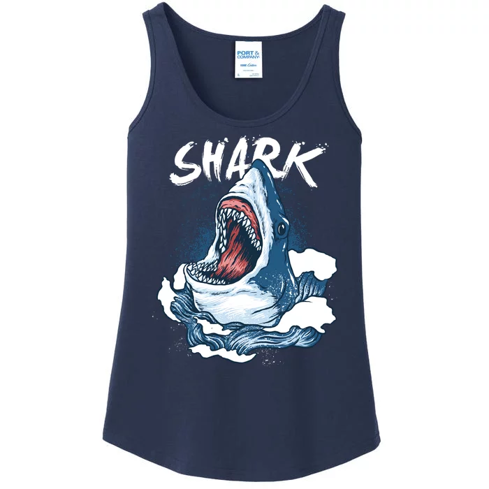 Shark In The Ocean Cool Sharks Week Waves Bite Ladies Essential Tank