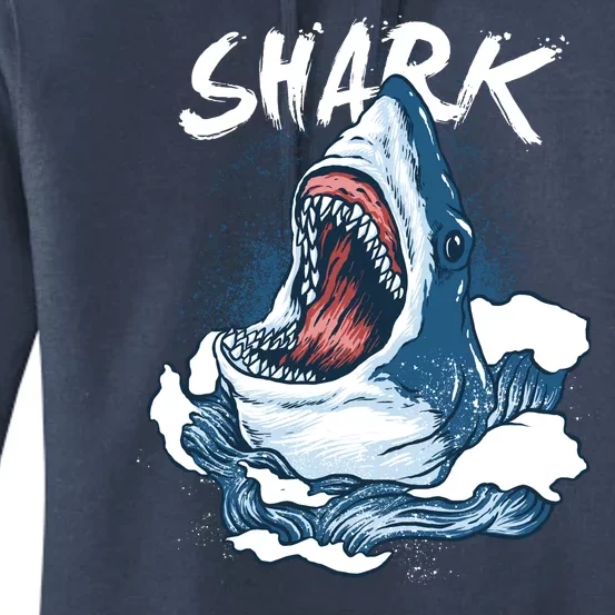 Shark In The Ocean Cool Sharks Week Waves Bite Women's Pullover Hoodie