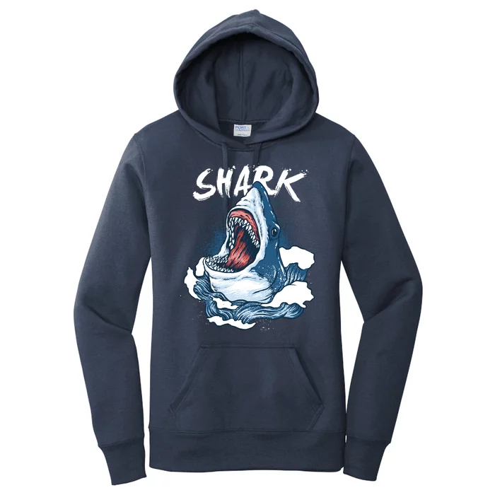 Shark In The Ocean Cool Sharks Week Waves Bite Women's Pullover Hoodie