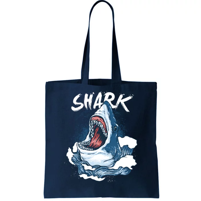 Shark In The Ocean Cool Sharks Week Waves Bite Tote Bag