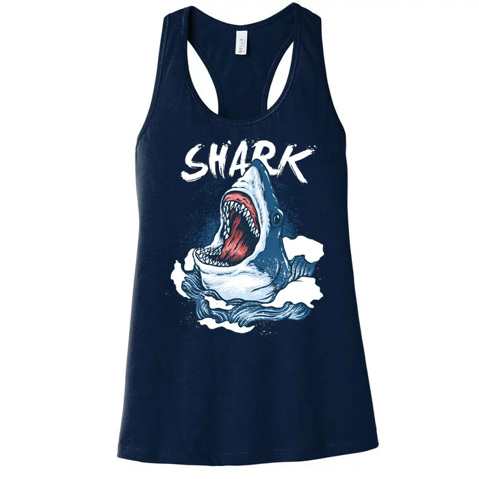 Shark In The Ocean Cool Sharks Week Waves Bite Women's Racerback Tank