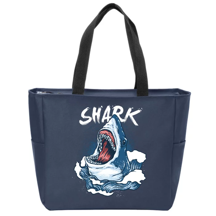 Shark In The Ocean Cool Sharks Week Waves Bite Zip Tote Bag