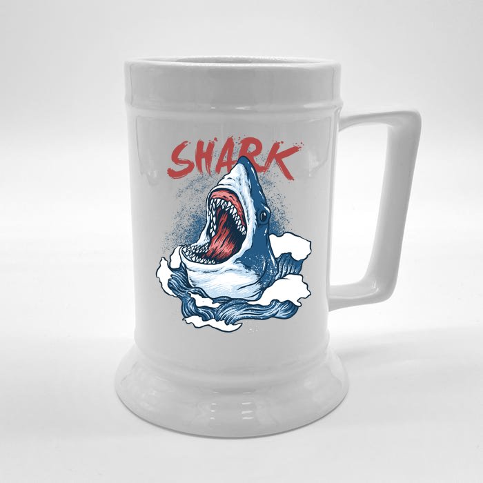 Shark In The Ocean Cool Sharks Week Waves Bite Front & Back Beer Stein