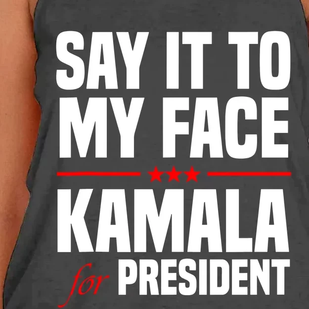 Say It To My Face Kamala Harris 2024 Women's Knotted Racerback Tank