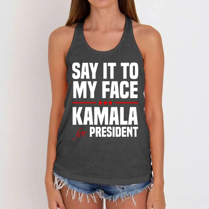 Say It To My Face Kamala Harris 2024 Women's Knotted Racerback Tank