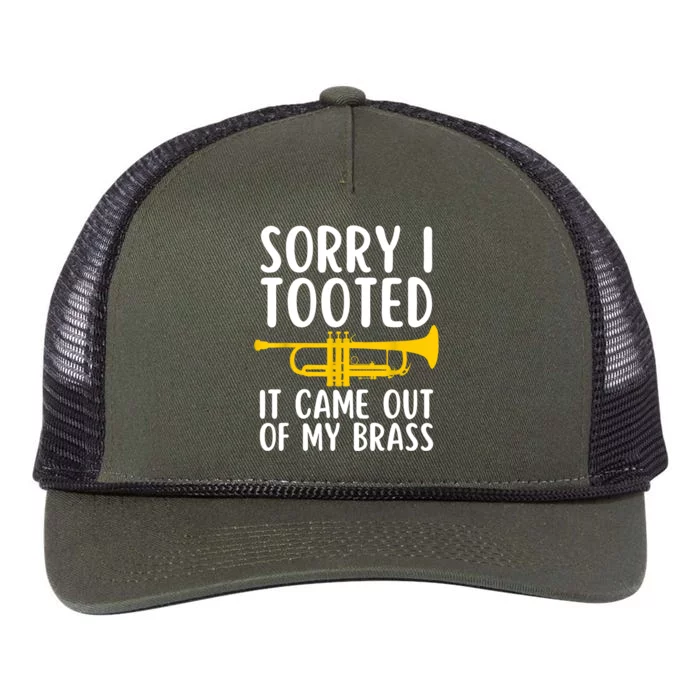 Sorry I Tooted It Came Out Of My Brass Funny Trumpet Music Retro Rope Trucker Hat Cap