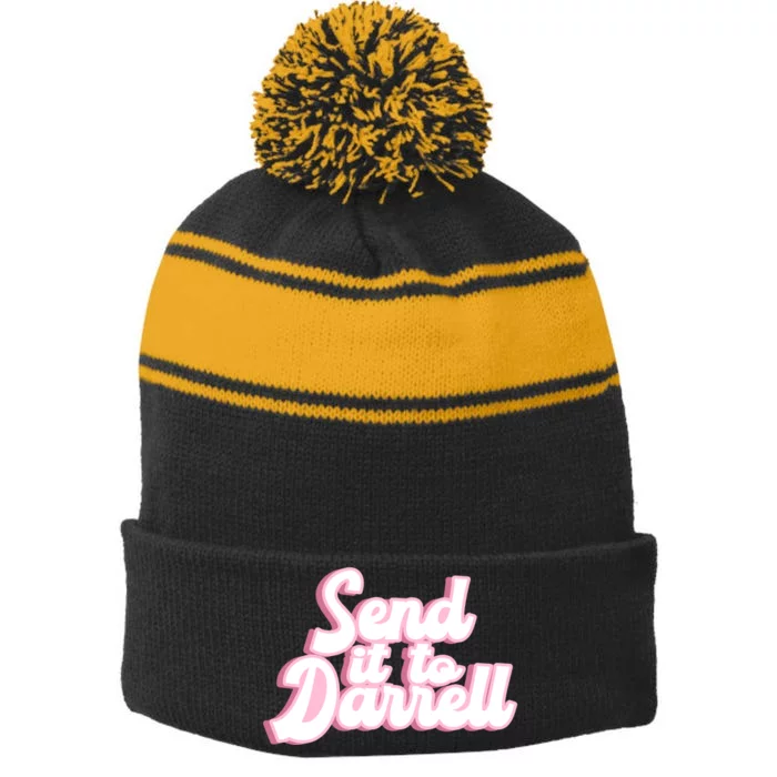 Send It To Darrell Stripe Pom Pom Beanie