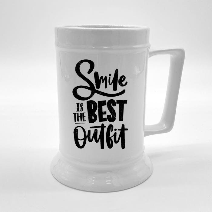 Smile Is The Best Outfit Cute Gift Front & Back Beer Stein