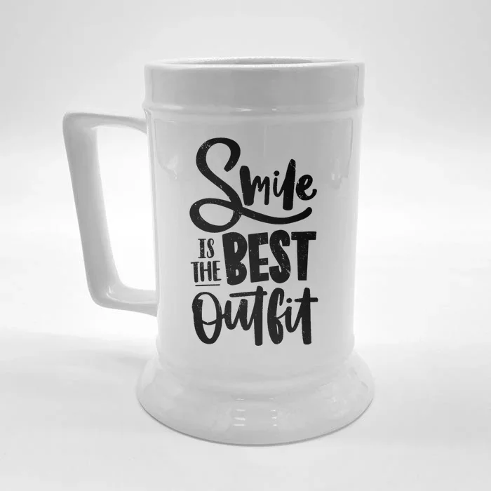 Smile Is The Best Outfit Cute Gift Front & Back Beer Stein