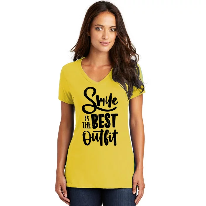 Smile Is The Best Outfit Cute Gift Women's V-Neck T-Shirt