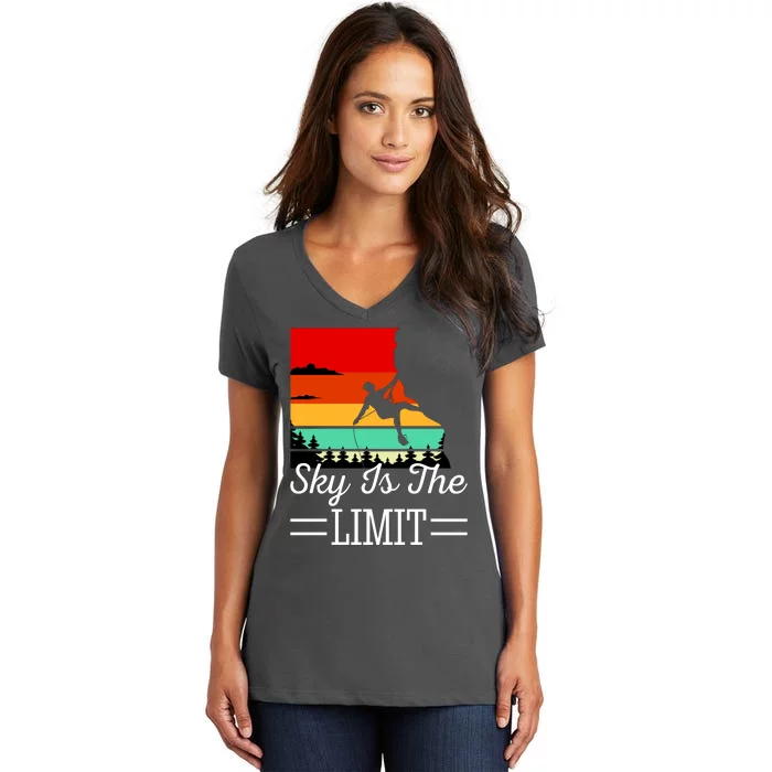 Sky Is The Limited Rock Climbing Women's V-Neck T-Shirt