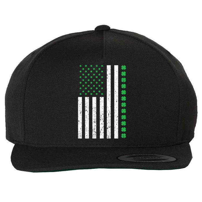 Shamrock Irish Usa Flag Distressed St Patricks Day Gift Wool Snapback Cap