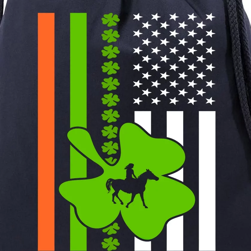 Shamrock Irish Usa Flag St Patrick's Day Irish American Flag Cute Gift Drawstring Bag