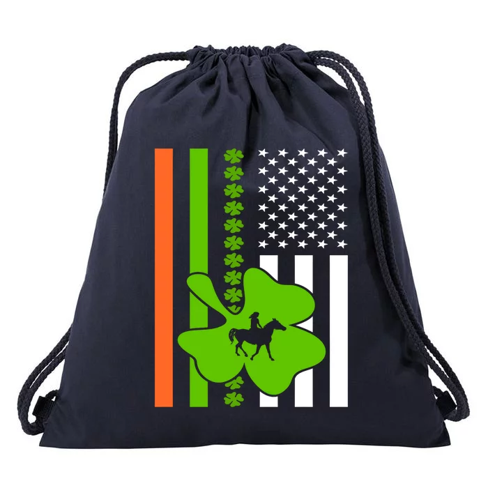 Shamrock Irish Usa Flag St Patrick's Day Irish American Flag Cute Gift Drawstring Bag