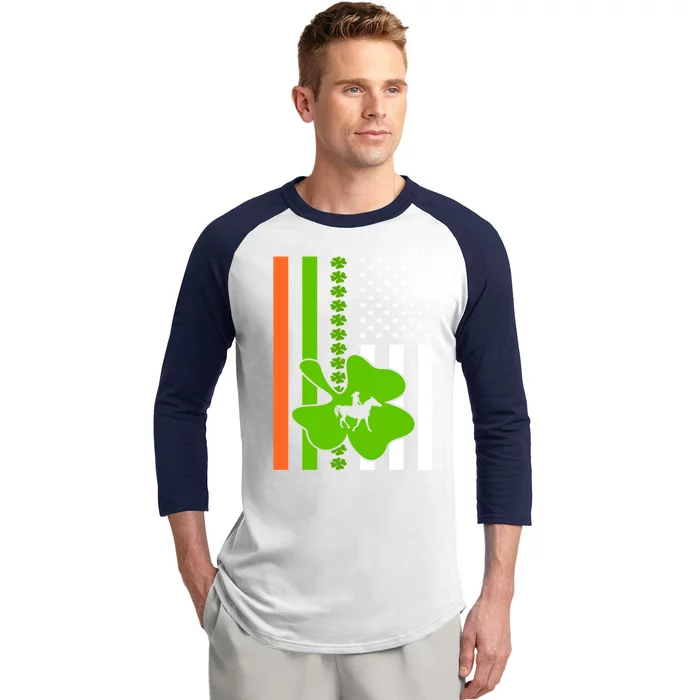 Shamrock Irish Usa Flag St Patrick's Day Irish American Flag Cute Gift Baseball Sleeve Shirt