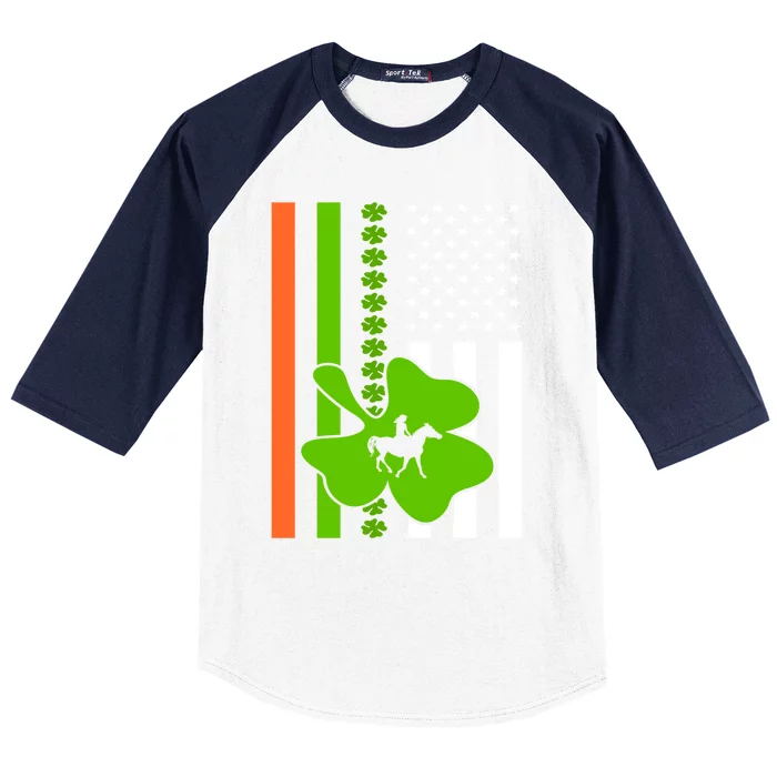 Shamrock Irish Usa Flag St Patrick's Day Irish American Flag Cute Gift Baseball Sleeve Shirt