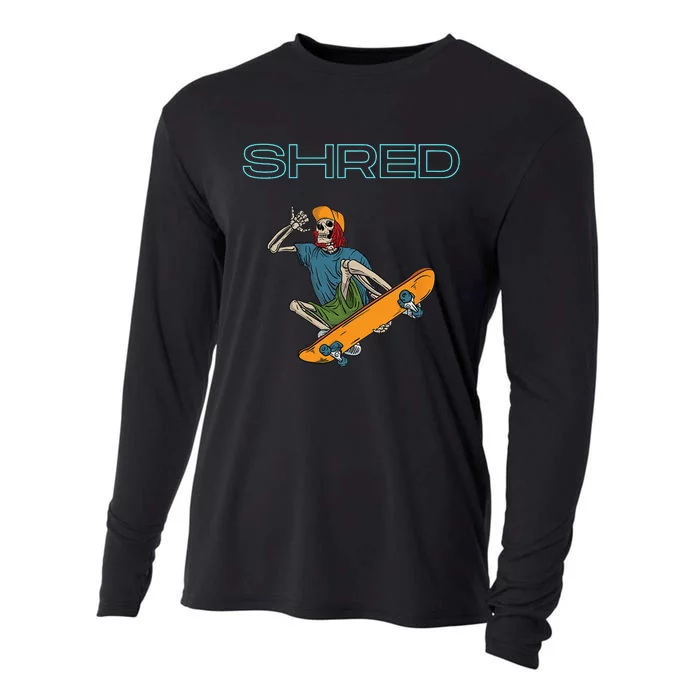 Shred it up with this Skateboard design skeleton ripping up Cooling Performance Long Sleeve Crew