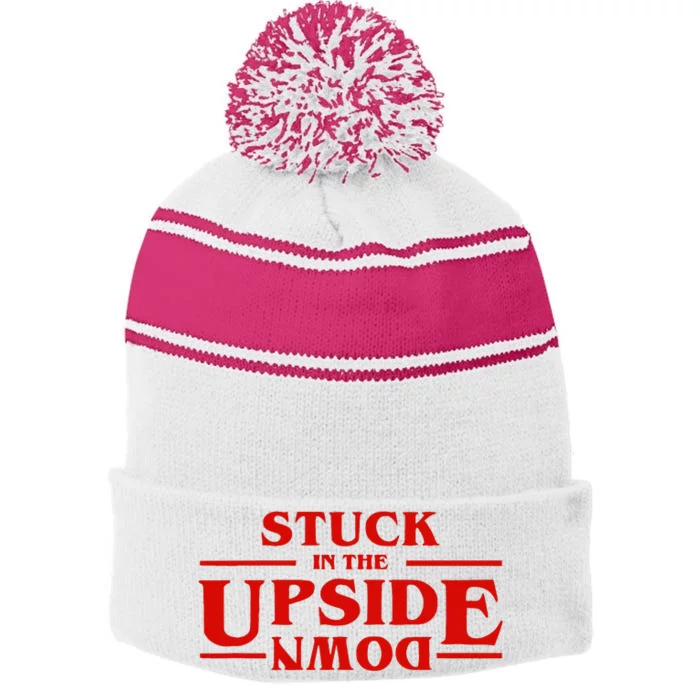 Stuck In Upside Down Stripe Pom Pom Beanie