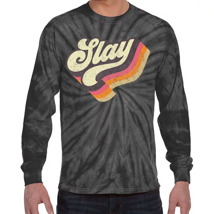 Slay Internet Viral Meme Dank Slang Vintage Style Tie-Dye Long Sleeve Shirt