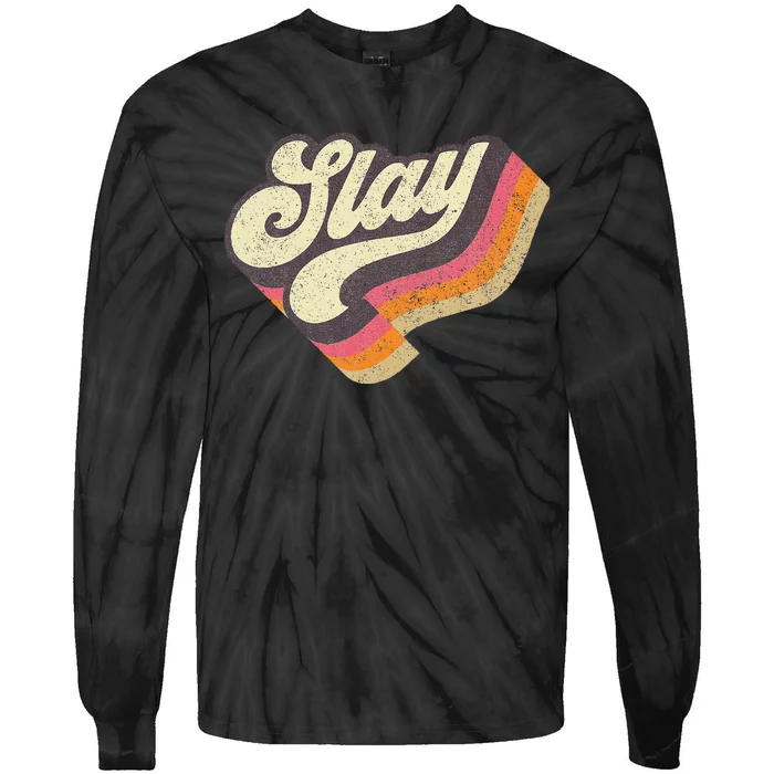 Slay Internet Viral Meme Dank Slang Vintage Style Tie-Dye Long Sleeve Shirt