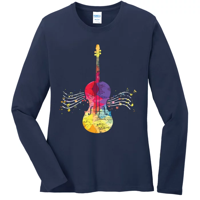 String Instrument Violinist Cello Violin Ladies Long Sleeve Shirt