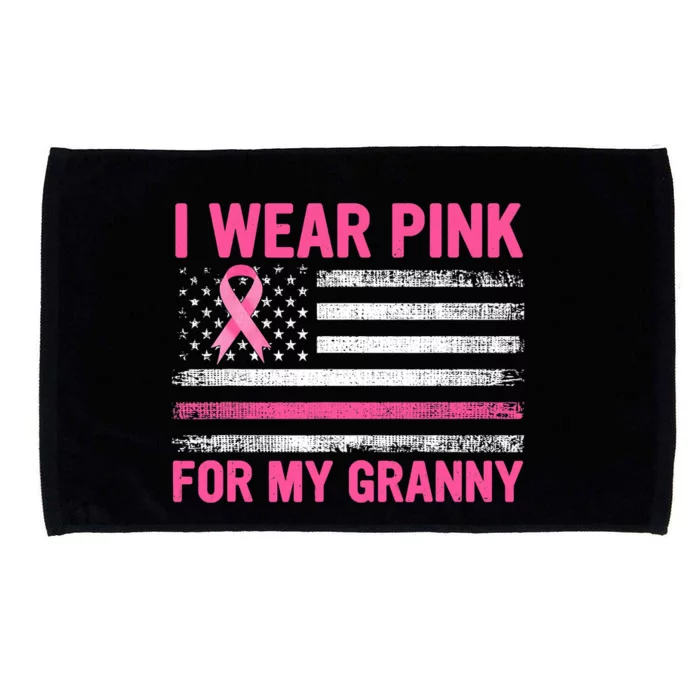 Support I Wear Pink For My Granny Breast Cancer Awareness Microfiber Hand Towel