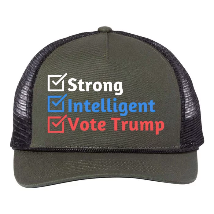 Strong Intelligent Women For Trump Girl Maga Checklist Retro Rope Trucker Hat Cap