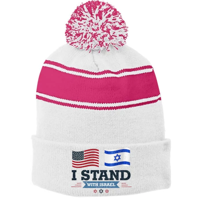 Support Israel with this patriotic design Stripe Pom Pom Beanie