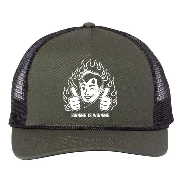 Sinning Is Winning Retro Rope Trucker Hat Cap