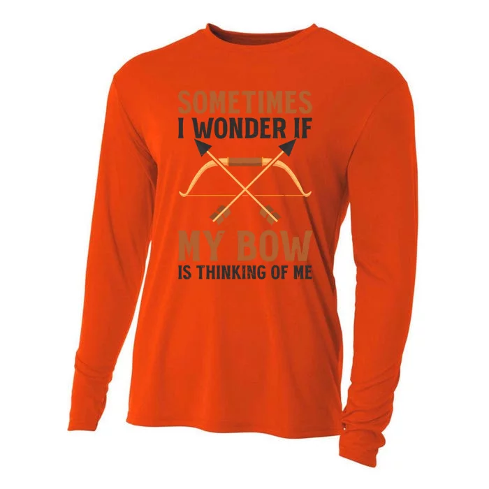 Sometimes I Wonder If Bow Thinks Design Archery Hunting Gift Cooling Performance Long Sleeve Crew