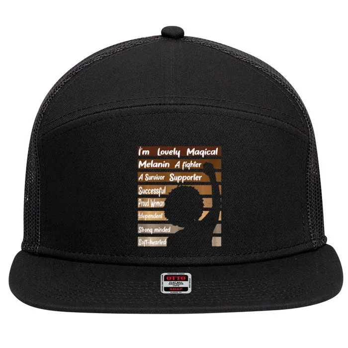 Strong Independent Woman Black History Month BLM Melanin 7 Panel Mesh Trucker Snapback Hat