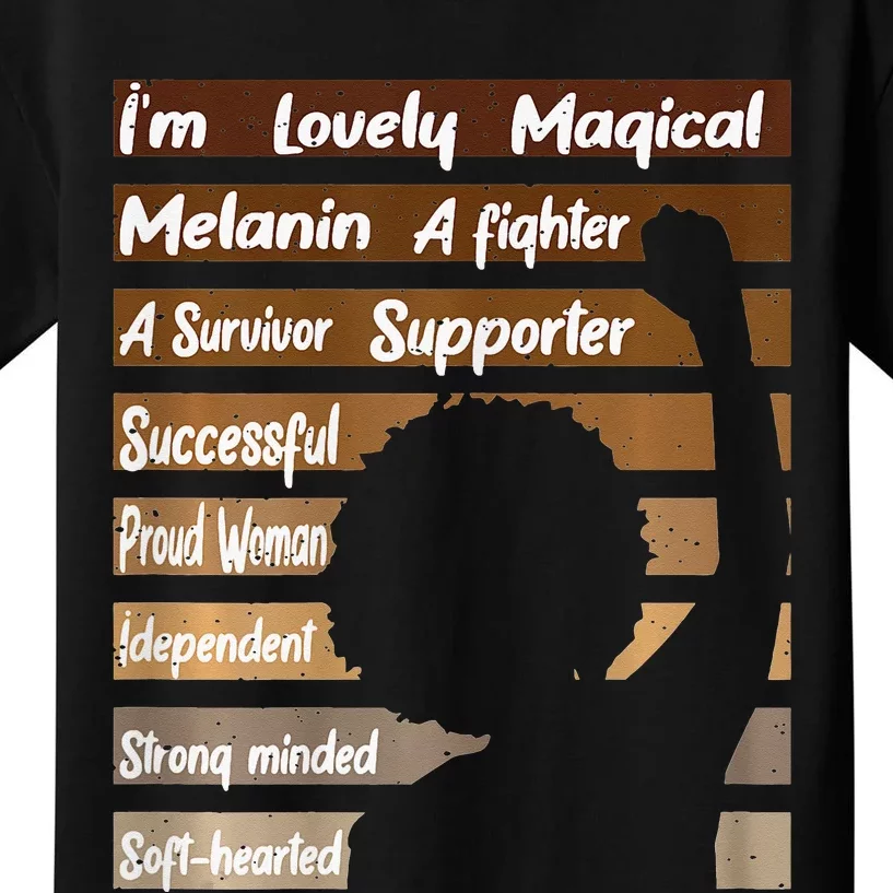 Strong Independent Woman Black History Month BLM Melanin Kids T-Shirt