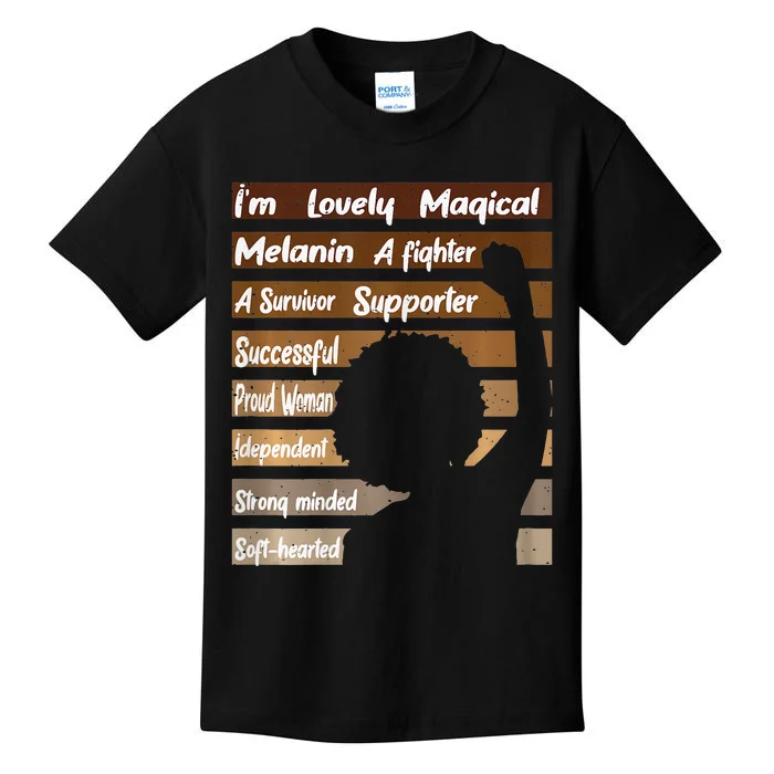 Strong Independent Woman Black History Month BLM Melanin Kids T-Shirt