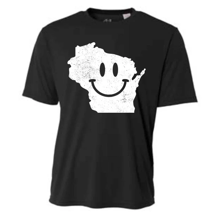 Smiling In Wi Funny Wisconsin Happy Face Cooling Performance Crew T-Shirt