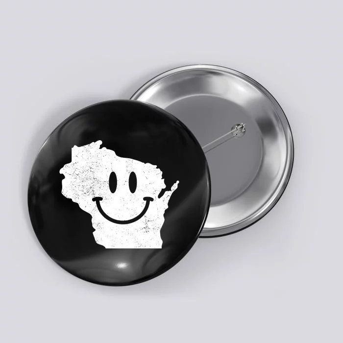 Smiling In Wi Funny Wisconsin Happy Face Button