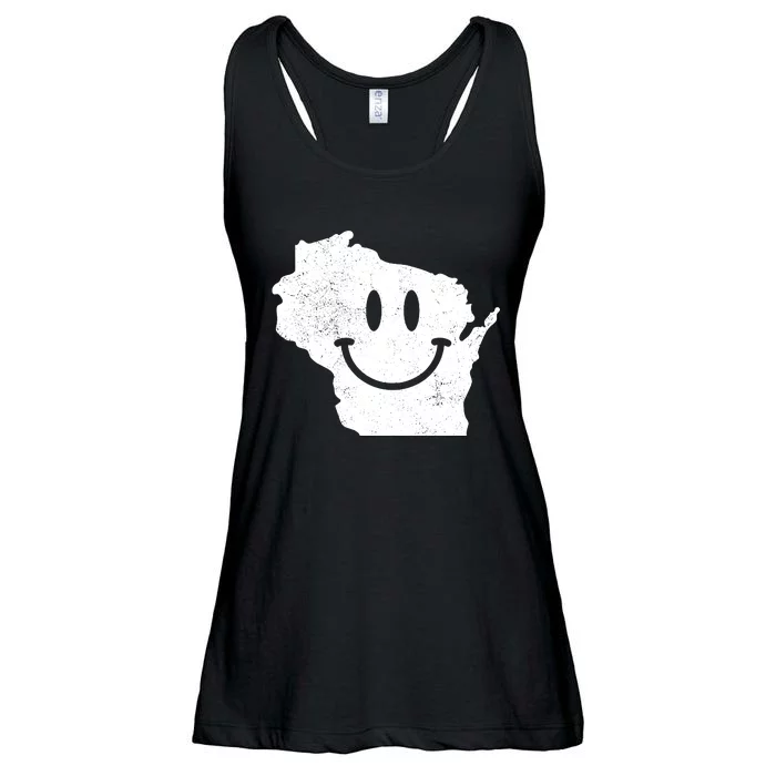 Smiling In Wi Funny Wisconsin Happy Face Ladies Essential Flowy Tank