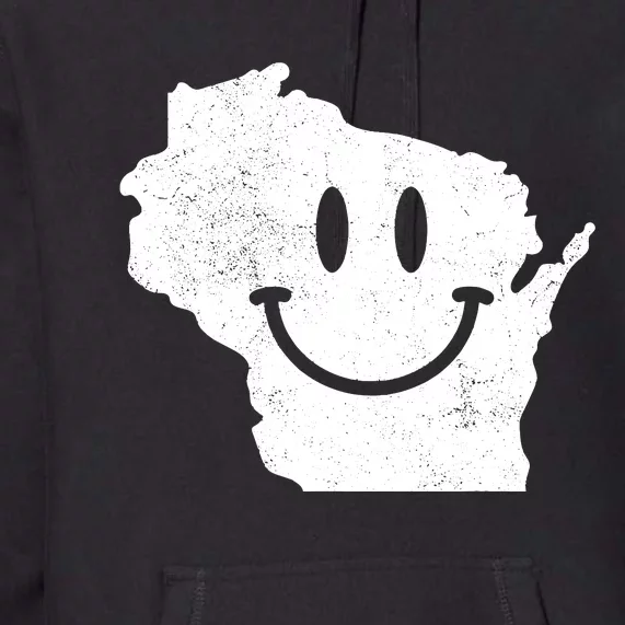 Smiling In Wi Funny Wisconsin Happy Face Premium Hoodie