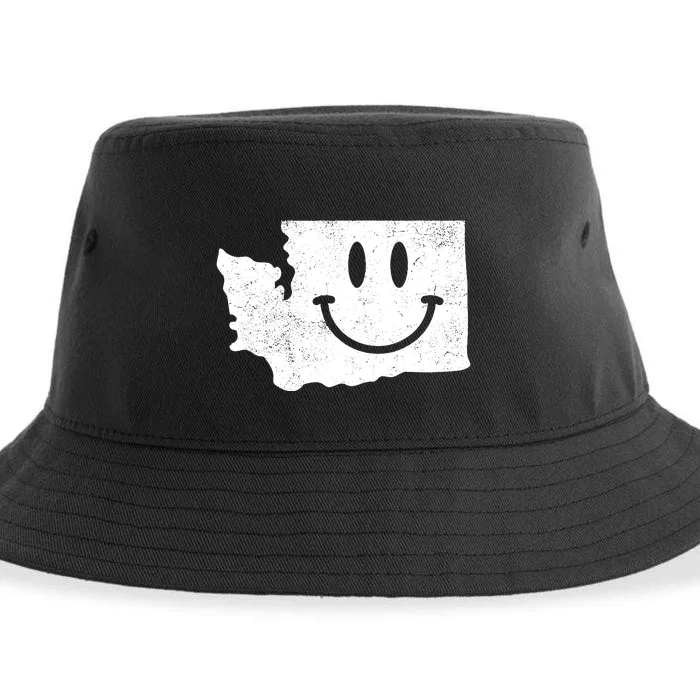 Smiling In Wa Funny Washington Happy Face Sustainable Bucket Hat