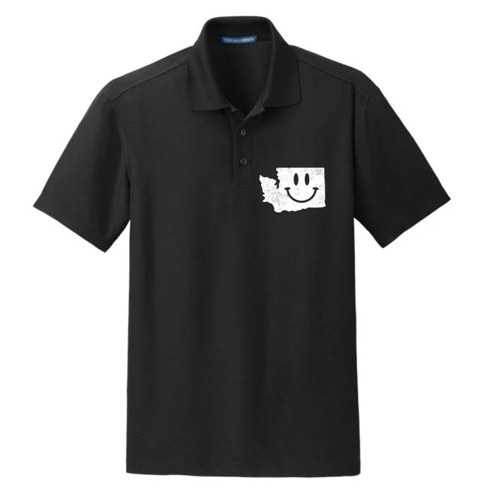 Smiling In Wa Funny Washington Happy Face Dry Zone Grid Performance Polo