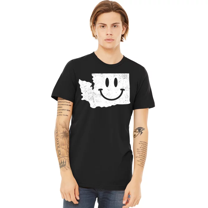 Smiling In Wa Funny Washington Happy Face Premium T-Shirt